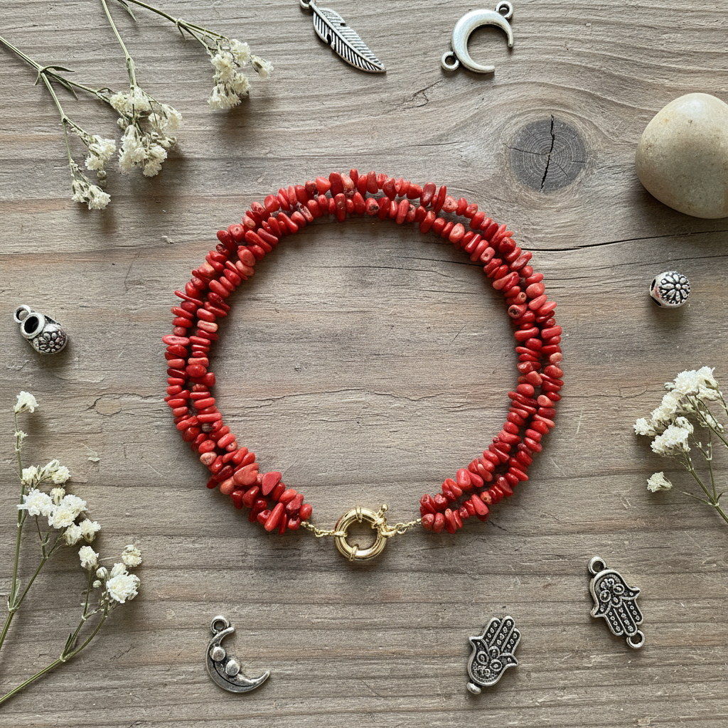 Collar en círculo mostrando el cierre