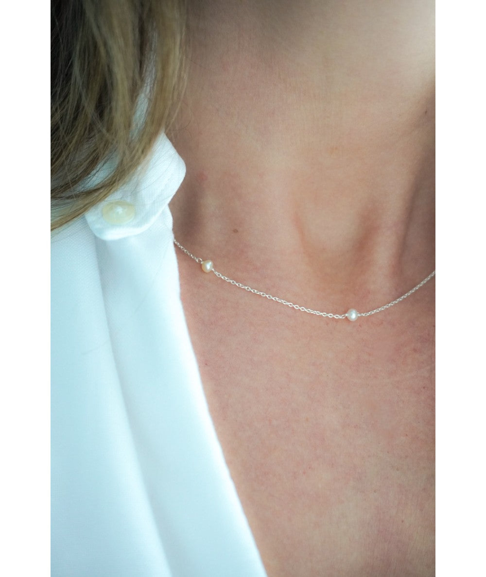 Minimalist Pearl Necklace - 925 Sterling Silver